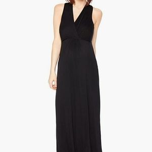 Motherhood Maternity Black Surprise Maxi Dress Empire Waist Tie Size L